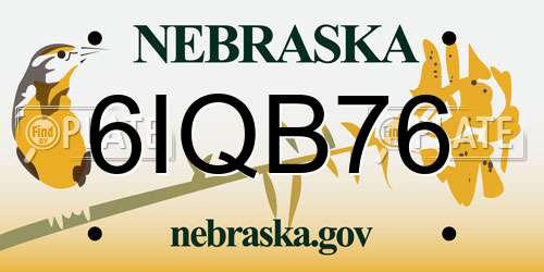 6IQB76 Nebraska License Plate
