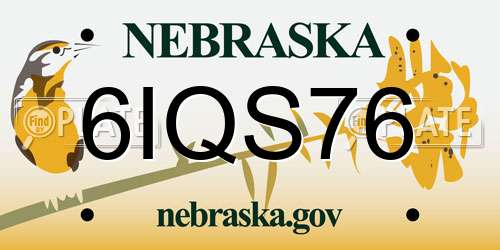 6IQS76 Nebraska License Plate