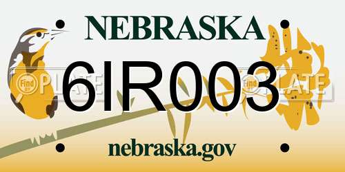 6IR003 Nebraska License Plate