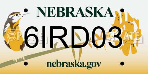 6IRD03 Nebraska License Plate