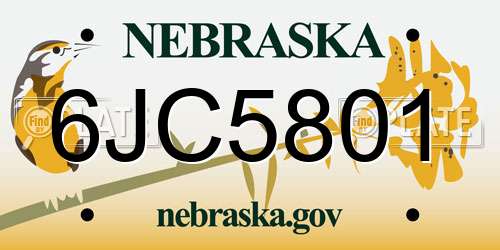 6JC5801 Nebraska License Plate