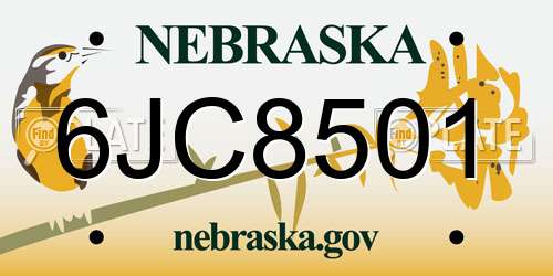 6JC8501 Nebraska License Plate