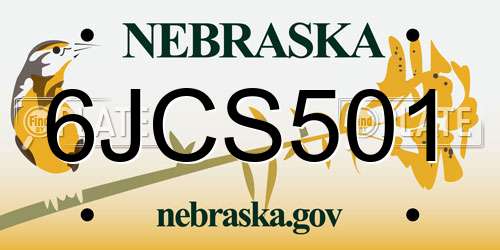 6JCS501 Nebraska License Plate