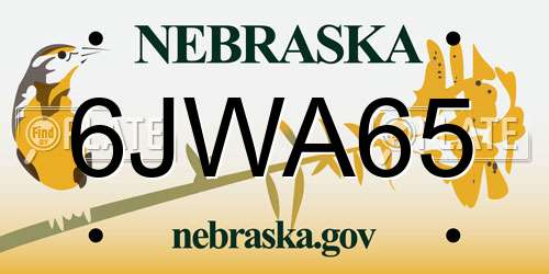 6JWA65 Nebraska License Plate