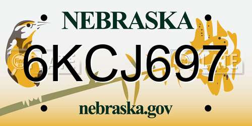 6KCJ697 Nebraska License Plate