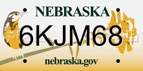 6KJM68 Nebraska License Plate