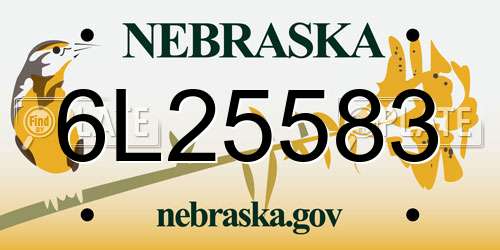 6L25583 Nebraska License Plate