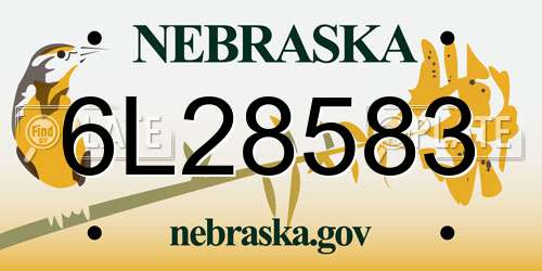 6L28583 Nebraska License Plate