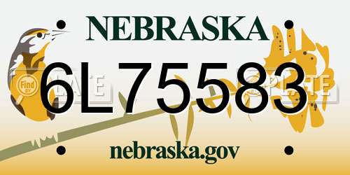 6L75583 Nebraska License Plate