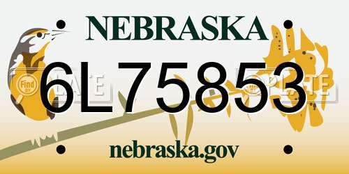 6L75853 Nebraska License Plate