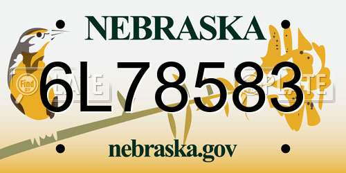 6L78583 Nebraska License Plate