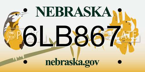 6LB867 Nebraska License Plate