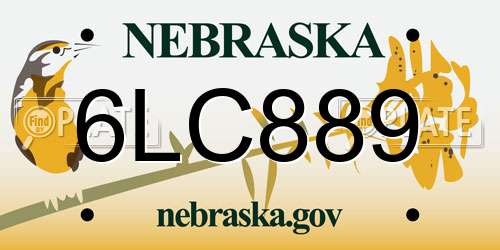 6LC889 Nebraska License Plate