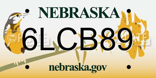 6LCB89 Nebraska License Plate