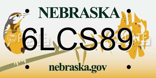 6LCS89 Nebraska License Plate