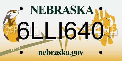 6LLI640 Nebraska License Plate