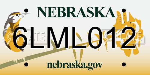 6LML012 Nebraska License Plate