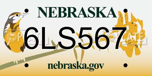 6LS567 Nebraska License Plate