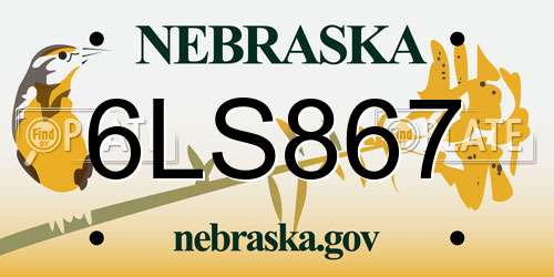 6LS867 Nebraska License Plate