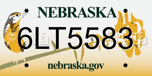 6LT5583 Nebraska License Plate