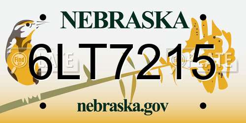 6LT7215 Nebraska License Plate