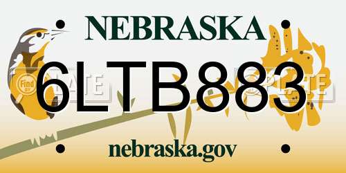 6LTB883 Nebraska License Plate