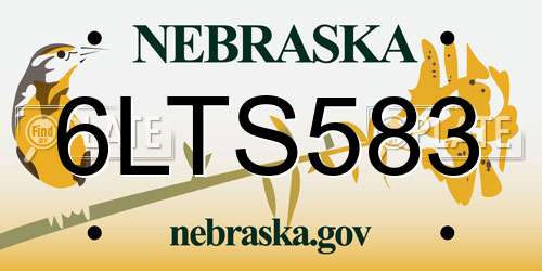 6LTS583 Nebraska License Plate