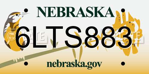 6LTS883 Nebraska License Plate