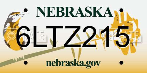 6LTZ215 Nebraska License Plate
