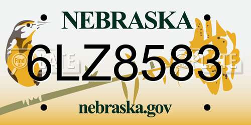 6LZ8583 Nebraska License Plate