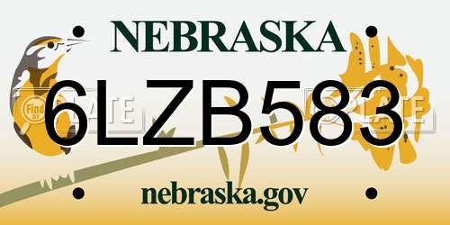6LZB583 Nebraska License Plate