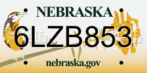 6LZB853 Nebraska License Plate