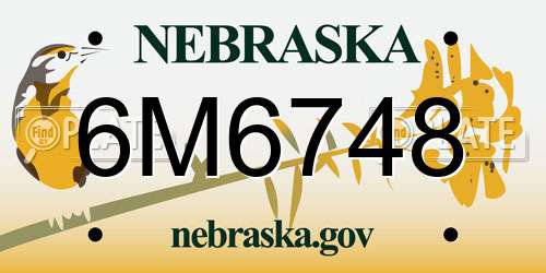 6M6748 Nebraska License Plate