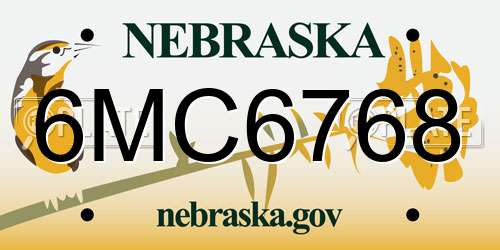 6MC6768 Nebraska License Plate