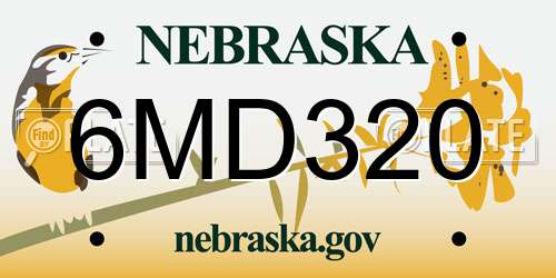 6MD320 Nebraska License Plate