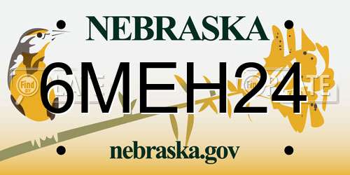 6MEH24 Nebraska License Plate