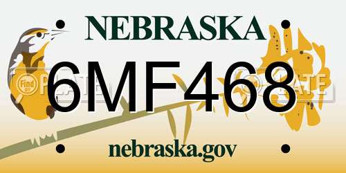 6MF468 Nebraska License Plate