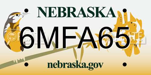 6MFA65 Nebraska License Plate