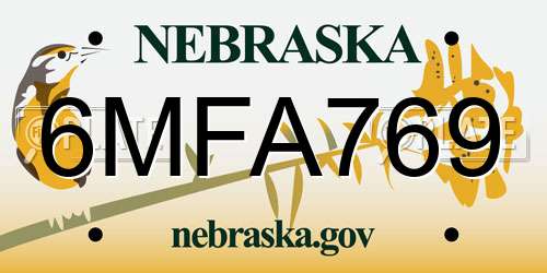 6MFA769 Nebraska License Plate