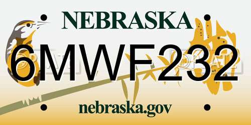 6MWF232 Nebraska License Plate