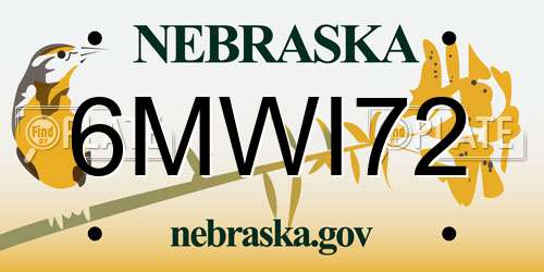 6MWI72 Nebraska License Plate