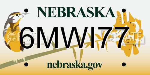 6MWI77 Nebraska License Plate