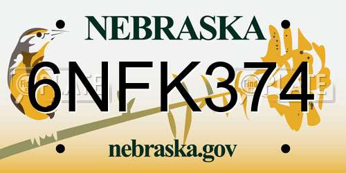 6NFK374 Nebraska License Plate