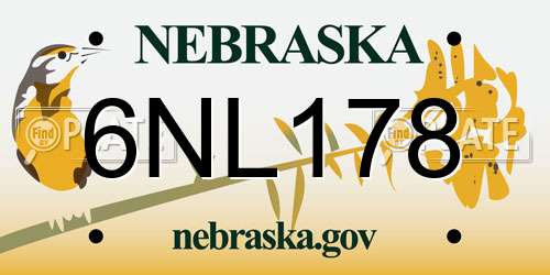 6NL178 Nebraska License Plate