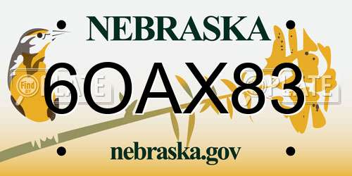 6OAX83 Nebraska License Plate