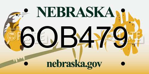6OB479 Nebraska License Plate