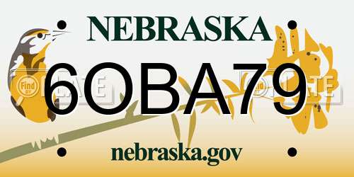 6OBA79 Nebraska License Plate