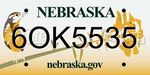 6OK5535 Nebraska License Plate