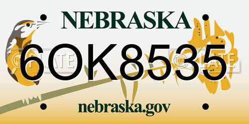 6OK8535 Nebraska License Plate