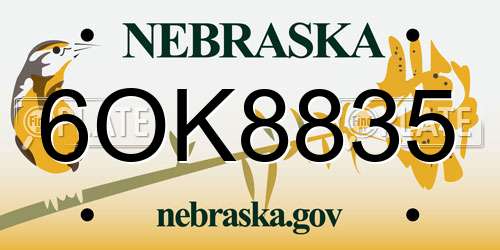 6OK8835 Nebraska License Plate